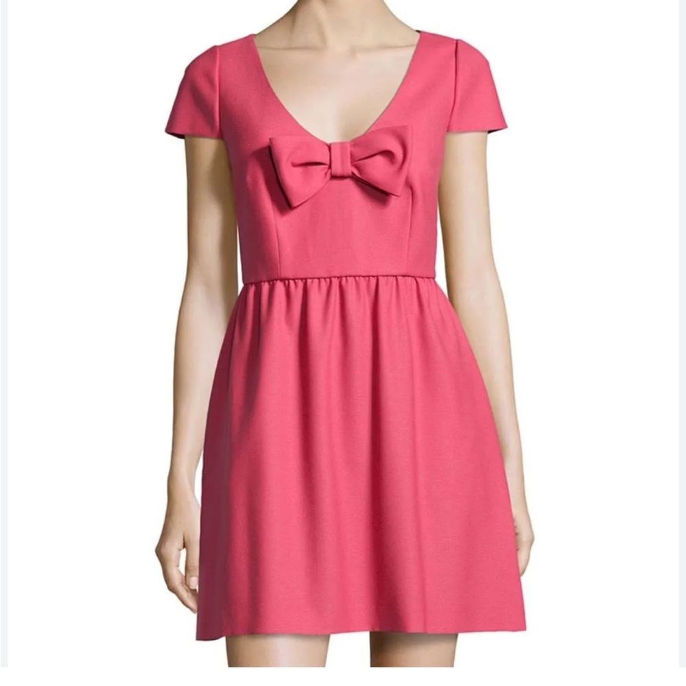 Red Valentino Spa Flutter Sleeve Bow Bodice Dress in Coral
